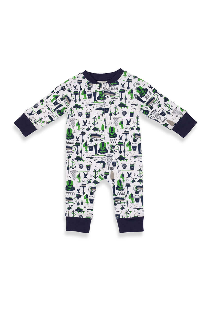 Gone Fishing Baby Neutral Coverall - Pajamas for Peace