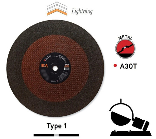 12 x 1/8" | T1 Cut-Off Wheels | Stationary Saws | 1" Arbor | BA 54233 | Box 10