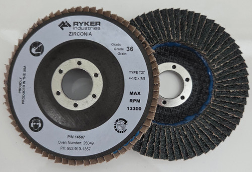 4-1/2X7/8 | 36 GRIT | TYPE 27 | ZIRCONIA USA | 10 PK