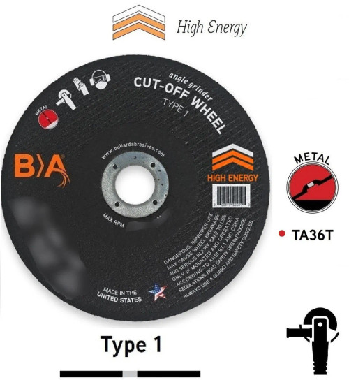 4-1/2 X 3/32" | T1 Angle Grinder Cutoff Wheels | 7/8" Arbor | BA 53427 | Box 25