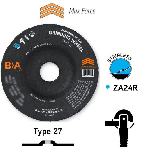 4-1/2 x 1/4" | T27 Depressed Center | Grinding Wheels | 7/8" Arbor | BA 14467 | Box 25