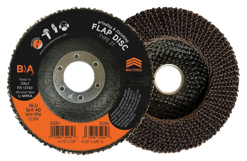 NetGRIND™ Non-Loading Flap Disc, ALU40, for Angle Grinder, T27, 4-1/2 x 7/8, Grit 40 | 10 PK