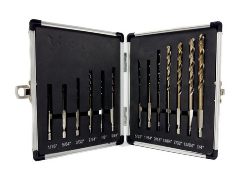13 Piece Cobalt Quick Change Hex Shank Drill Bit Set
