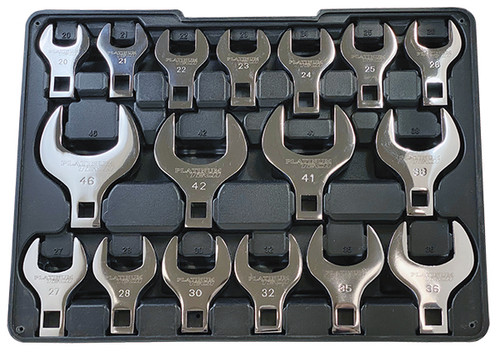 17 Pc. Metric 1/2" Drive Jumbo Crowfoot Wrench Set