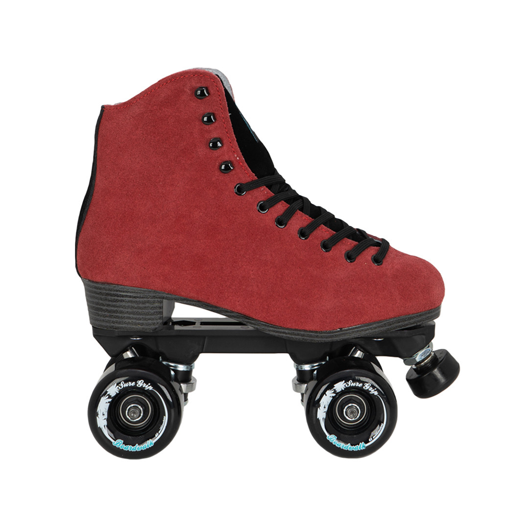SureGrip Boardwalk Red and Black Suede Roller Skates