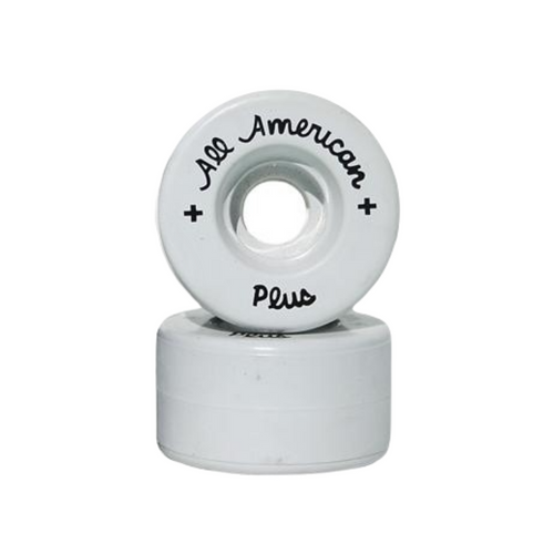Front Facing White Sure-Grip All American Plus Wheels from Roller Skate Nation 2