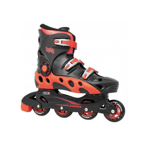 Front Facing Black/Orange Linear Durango Roller Blades from Roller Skate Nation