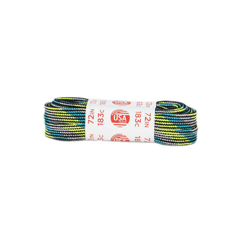 Front Facing Green Teal and Grey Roller Skate Nation Striped Laces from Roller Skate Nation