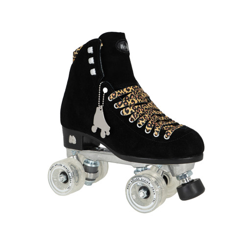 Front Facing Black Moxi Panther Roller Skates  from Roller Skate Nation