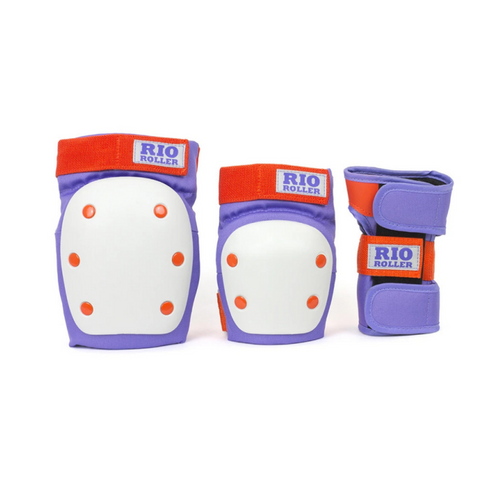 Front Facing Purple and Orange Rio Roller Pad Set from Roller Skate Nation