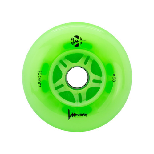 Green Luminous Light-Up Inline wheels 100mm for rollerblades