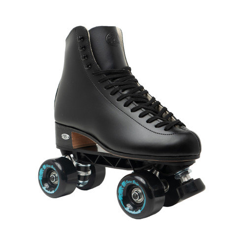 Black Riedell 220 Roller Skates with black wheels from Roller Skate Nation
