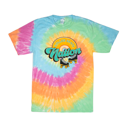Rainbow Multi-Colored Tie Dye  Roller Skating T-Shirt from Roller Skate Nation