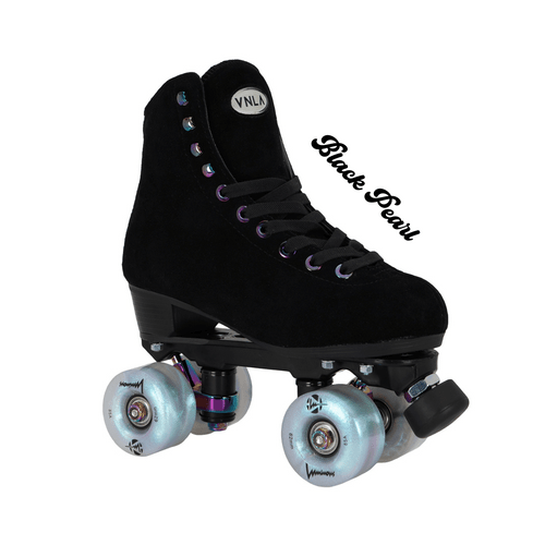 Black suede VNLA Luna Roller Skates with Luminous Wheels from Roller Skate Nation 3