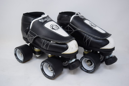 Slightly Used Black and White VNLA Jr. Tuxedo Roller Skates from Roller Skate Nation 1