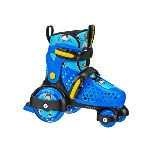 Blue Kid's Adjustable Roller Skates with Sharks from Roller Skate Nation