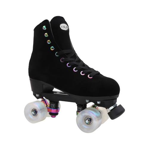 VNLA Luna Black Suede Roller Skate with RC Medallion Indoor Wheels 