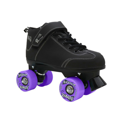 Sure-Grip Rincon Black Outdoor Speed Roller Skates Skates with Purple Wheels