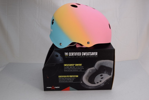 Slightly Used Triple 8 Sweatsaver Helmet  | Pink/Orange/Teal 