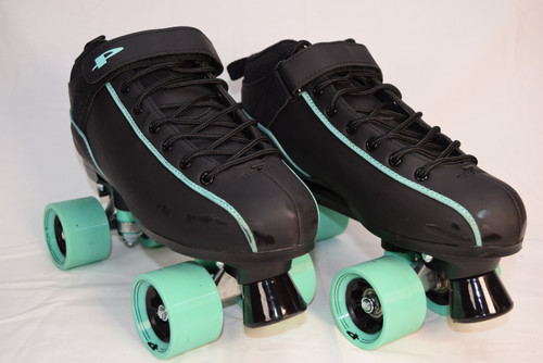 Slightly Used Pacer GTX500 Indoor Roller Skates || Black and Teal Men's 10 (Ladies'11)