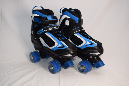 Slightly Used Nattork Adjustable Quad Roller Skate | Black/Blue | Youth 5-8