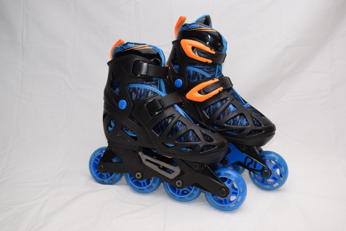 Slightly Used Roller Derby Tracer Adjustable Inline Skates | Black/Blue, 2-5