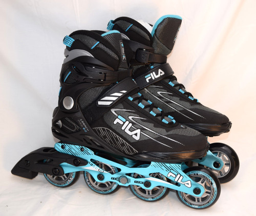 Slightly Used FILA Legacy Pro 80mm Inline Skates | Black/Teal, Ladies' 9