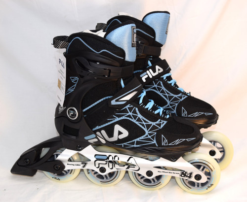 Slightly Used FILA Legacy Pro 84mm Inline Skates || Black/Blue, Ladies' 7