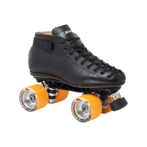 Black Riedell 595 Sunlite Cannibal Speed Skates with Orange  Sure-Grip Cannibal Wheels