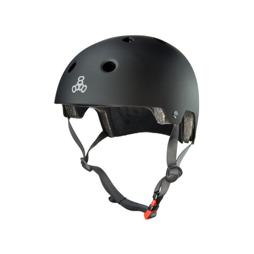 Front Facing Black Triple 8 Matte Helmet from Roller Skate Nation