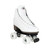 Front Facing White Riedell 120 Roller Skates with white wheels From Roller Skate Nation