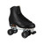 Front Facing Black Riedell 220 Roller Skates  with black wheels from Roller Skate Nation