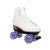 white Riedell 220 Roller Skates with purple wheels from Roller Skate Nation