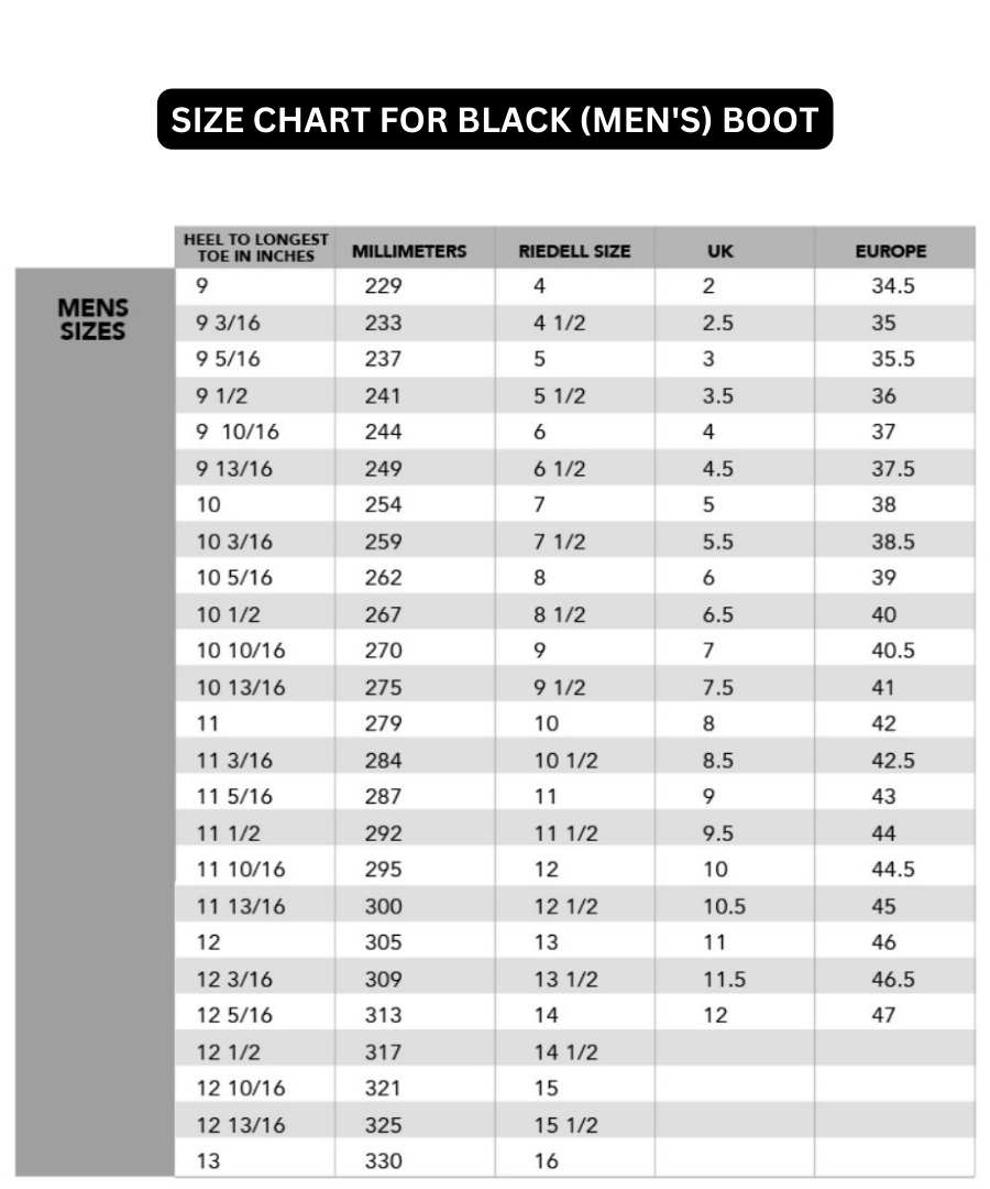 Hockey Skate Sizing Guide