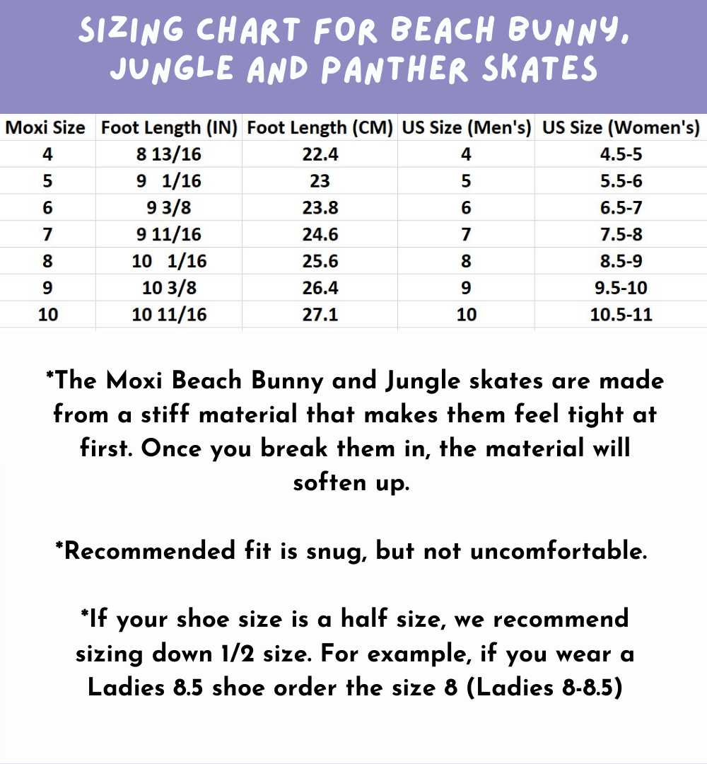 Moxi Skates Size Chart