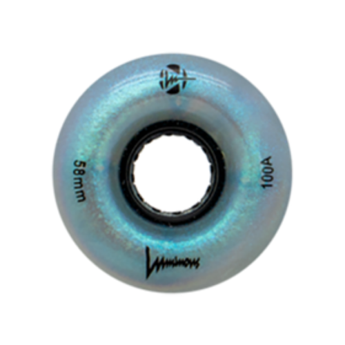 Luminous Quad Wheels - 58mm 100A Black Pearl Glitter Roller Skate Wheels (4-Pack With Spacers)