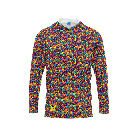 Puzzle Pattern Long Sleeve Hood