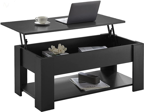 Lift Top Coffee Table with Storage Compartment, Black