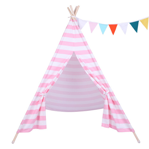 Indian Tent Children Teepee Tent Baby Indoor Dollhouse with Small Coloured Flags roller shade and pocket  XH