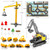 Construction Truck Toys for 3 4 5 6 Year Old Boys, Big Excavator Toy Engineering Vehicles with Play Mat, Large Tower Crane, 8 Mini Truck & Road Signs for Toddler Kids RT