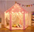 Outdoor Indoor Portable Folding Princess Castle Tent Kids Children Funny Play Fairy House Kids Play Tent (Warm LED Star Lights)  RT