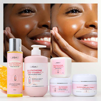 OEM Cream Soap Serum Lotion Full Set Kit Black Spots Remover Glowing Brightening Face Skin Care Set for Women