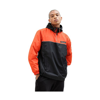 For Windbreaker Half Zip Mens Jacket Orange Black Coated Windproof Outdoor Hiking Hooded Color Blocked Regular Fit Full