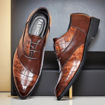 Dress Shoes for Men Brand Derby Shoes Men Pointed Toe Lace-up Men's Formal Shoes Handmade Business Footwear 2024