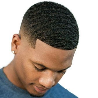 6mm 8mm 10mm 12mm African American Men Wig Hairpiece Thin Skin Hair System Replacement Human Hair Afro Wave Toupee for Black Men