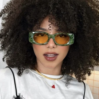 Futuristic Retro Street Style Light Luxury square Fashion Sunglasses for Women Uv400 High-end Colourful Sunshade Sunglasses