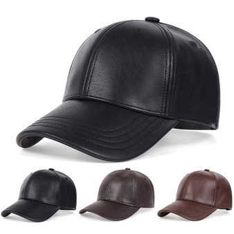 Pu Leather Baseball Caps Spring and Autumn Outdoor Adjustable Casual Hats Sunscreen Hat