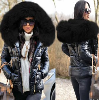 Liu Ming Oem Odm Winter Women Clothing Fashion Hood Faux Fur Collar Outwear Parkas Ladies Jacket Plus Size Coat
