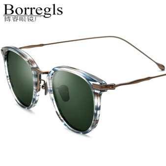 Borregls Acetate Titanium Polarized Sunglasses Men Brand Designer Retro Vintage Square Sun Glasses Women Mirrored Shades 185648T