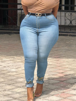 Women's Plus Size 5XL-8XL Summer Mid Waist Stretch Slim Fit Legging Wholesale Black Gray Feet Skinny Pencil Denim Jeans Pants
